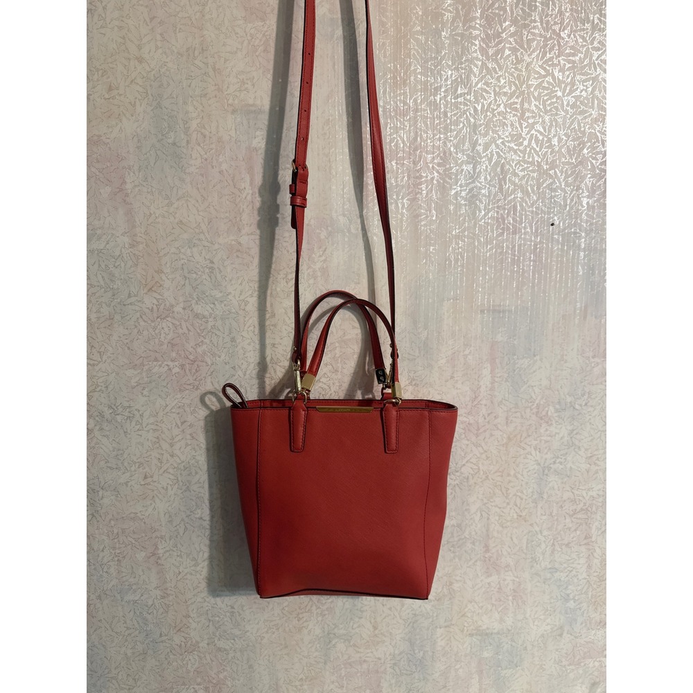 Coach Red Saffiano Leather Crossbody Tote Bag Gold Hardware